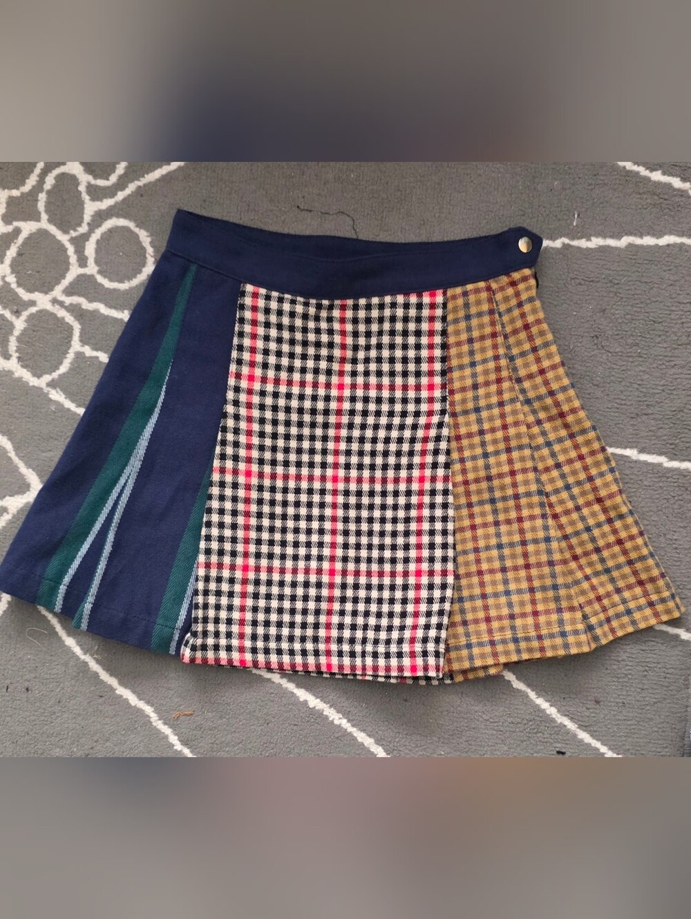 Rowing Blazers x Targe Patchwork Plaid Mini Skirt, Size 00